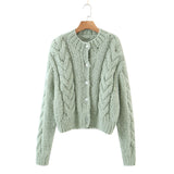 Giacca cardigan in lana mohair lavorata a maglia, con motivo a intreccio