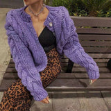 Giacca cardigan in lana mohair lavorata a maglia, con motivo a intreccio