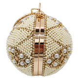 Borsa bracciale, con perle e strass, munita di catena